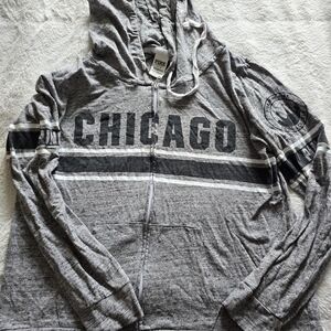 VS PINK Gray Zip-up Hoodie Sweater - Chicago - Size Large